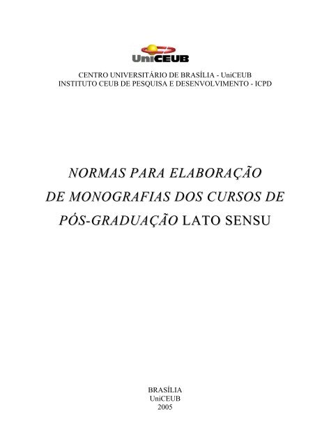 NORMAS PARA ELABORAÃÃO DE MONOGRAFIAS ... - UniCEUB