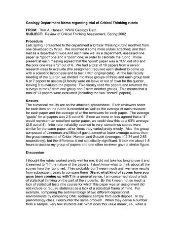 rubric for evaluating critical thinking rubric for evaluating critical thinking