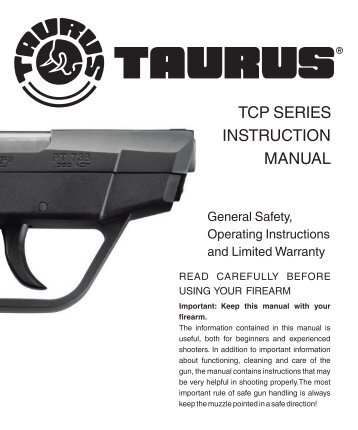 INSTRUCTION MANUAL TCP SERIES - Taurus