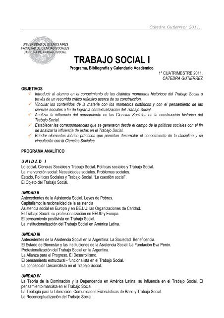773.Trabajo Social I.Gutierrez-2011 - Carrera de Trabajo Social