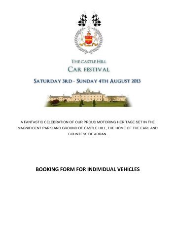 booking form for individual vehicles - The Panther Car Club LTD