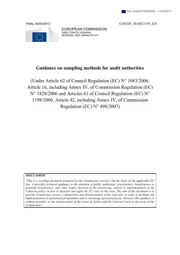 Guidance on sampling methods for audit authorities (Under ... - Interact