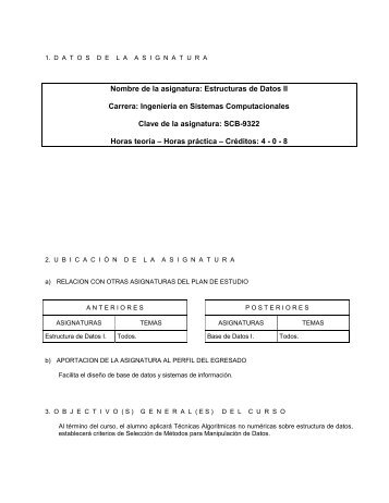 Nombre de la asignatura: Estructuras de Datos II Carrera: IngenierÃ­a ...