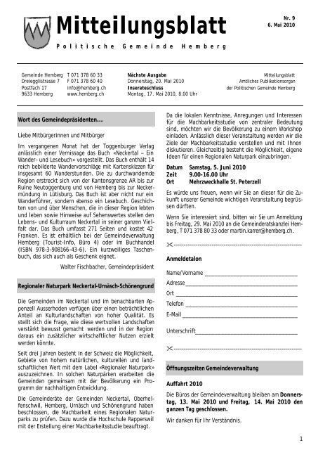 Mitteilungsblatt - Gemeinde Hemberg