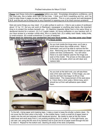 ProSeal Instructions for Nikon F2 SLR Please read these ...