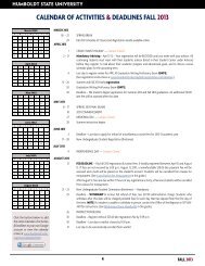 CALenDAr oF ACtIvItIes & DeADLInes FALL 2013