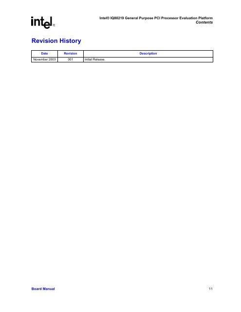 Intel(R) 80219 General Purpose PCI Processor Evaluation Platform ...