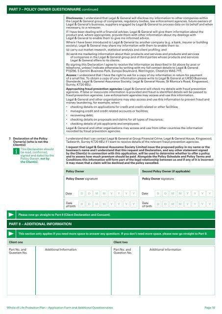 Whole of Life Application Form (W10243) - Legal & General