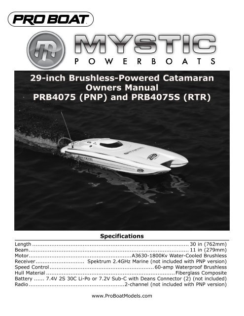 Mystic 29 Catamaran BL RTR Manual - Pro Boat