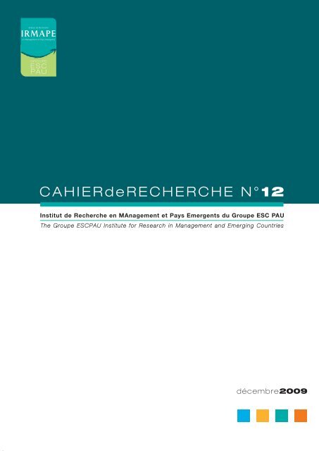 Cahier de recherche NÂ°12 - ESC Pau