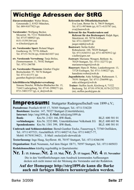 Mitteilungsblatt der Stuttgarter Rudergesellschaft von 1 99 e.V.