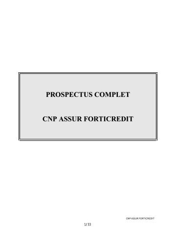 prospectus complet cnp assur forticredit - BNP Paribas Investment ...