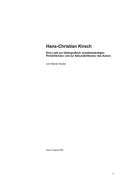 Hans Christian Kirsch/Frederik Hetmann