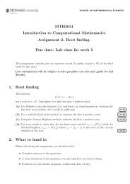 MTH3051 Introduction to Computational Mathematics Assignment 2 ...