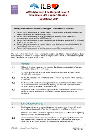 ALS1 / ILS Regulations - Australian Resuscitation Council