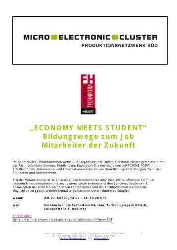 ECONOMY MEETS STUDENT - Technologiepark Villach