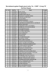 Recruitment against Employment notice No. 1/2007