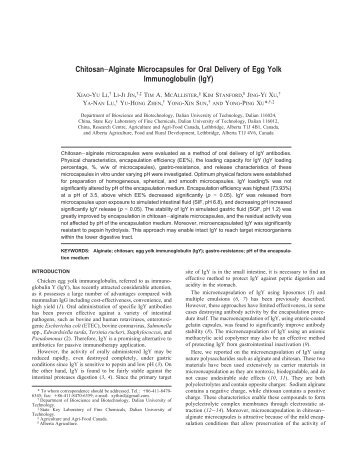 Chitosan−Alginate Microcapsules for Oral Delivery of Egg Yolk ...