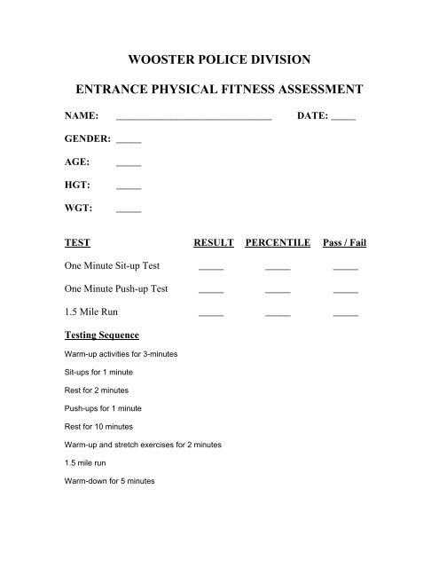  Fitness Assessment Form