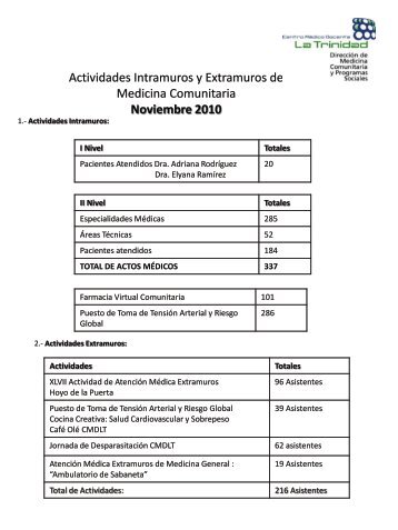 resumen general - Centro Médico Docente La Trinidad