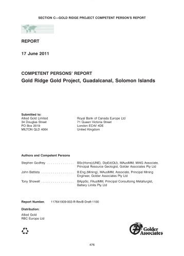 June 2011 Ore Reserves and Mineral Resources - St Barbara Limited