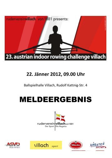 Meldeergebnis der 23. austrian indoor rowing challenge 2012