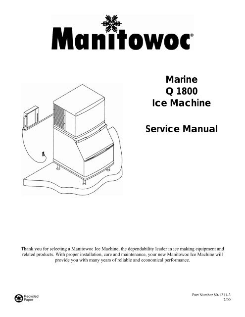Marine Q 1800 Ice Machine Service Manual - Manitowoc Ice