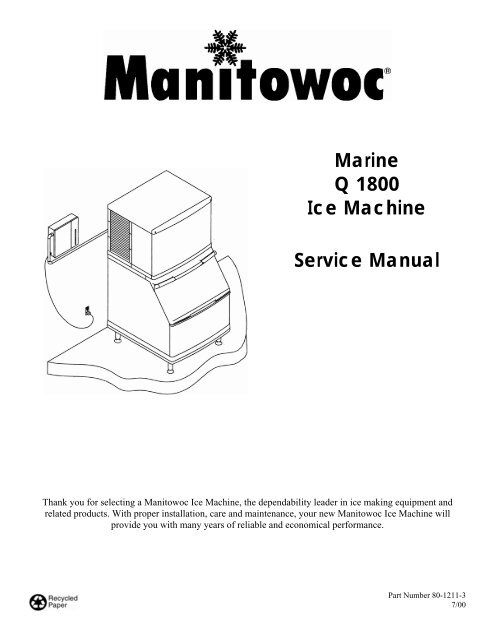 Marine Q 1800 Ice Machine Service Manual - Manitowoc Ice