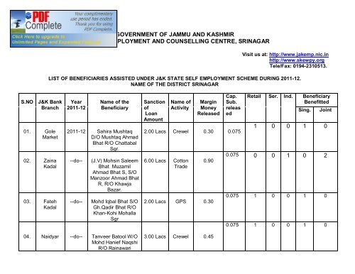 District Employment & Counselling Centre, Srinagar - Department of ...