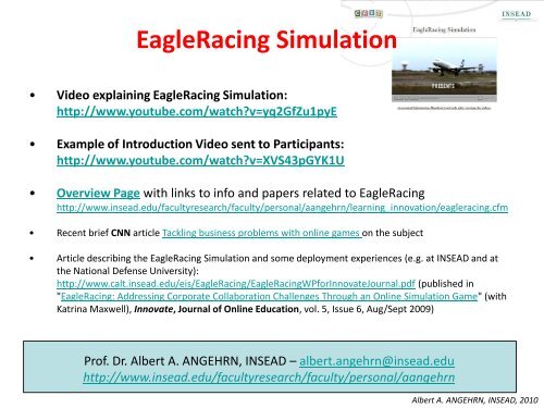 EagleRacing Simulation - INSEAD CALT