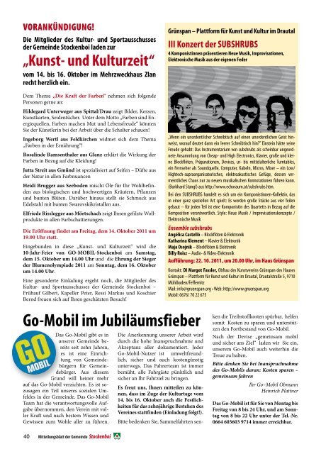 Ausgabe vom Oktober 2011 - in Stockenboi!