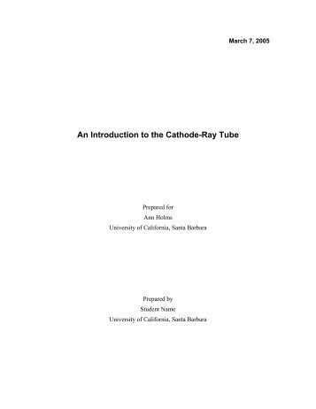 An Introduction to the Cathode-Ray Tube - University of California ...