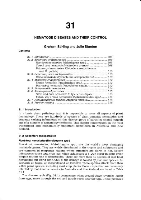 NEMATODE DISEASES AND THEIR CONTROL Graham Stirling ...