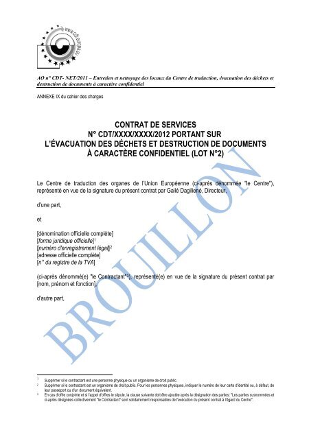 contrat de services n° cdt/xxxx/xxxx/2012 portant sur l ... - Europa