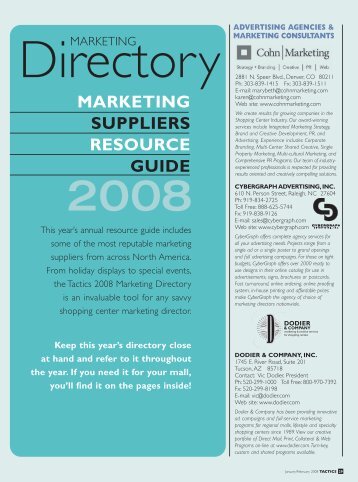 MARKETING SUPPLIERS RESOURCE GUIDE - Tactics Magazine