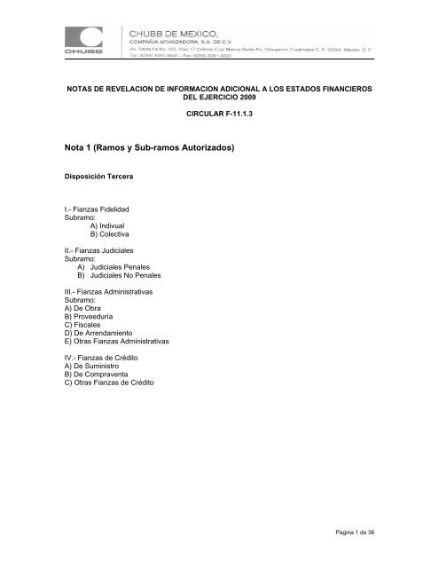 Notas de RevelaciÃƒÂ³n de InformaciÃƒÂ³n Adicional a los Estados ...