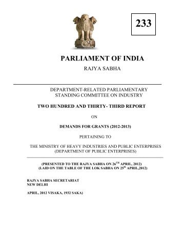 PARLIAMENT OF INDIA - Rajya Sabha Secretariat - Intranet