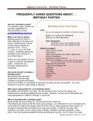 frequently asked questions about. . . birthday parties - Oglebay Resort