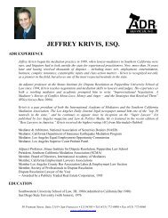 Jeffrey Krivis, Esq. Resume - ADR Services, Inc.