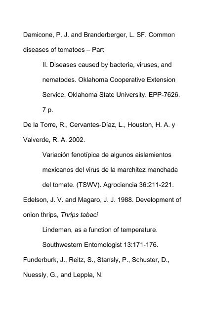 el virus de la marchitez manchada del jitomate ... - INIFAP Zacatecas