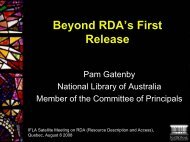 Beyond RDA?s First Release by Pam Gatenby - Joint Steering ...