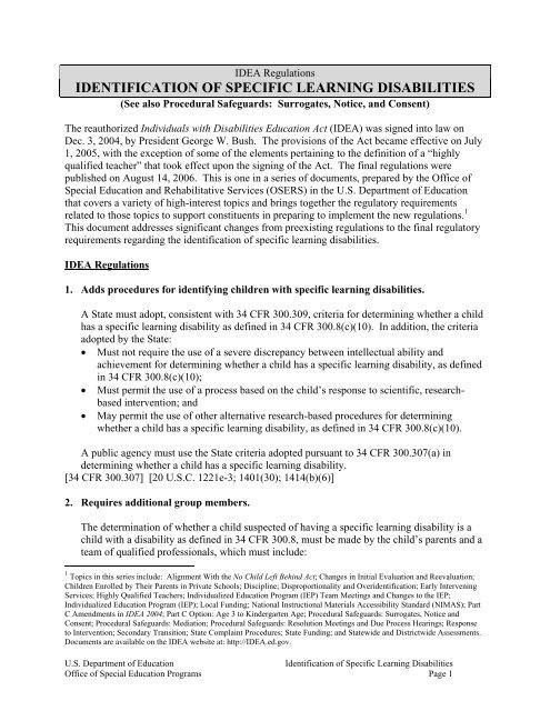 Identification of Specific Learning Disabilities - Maryland State ...