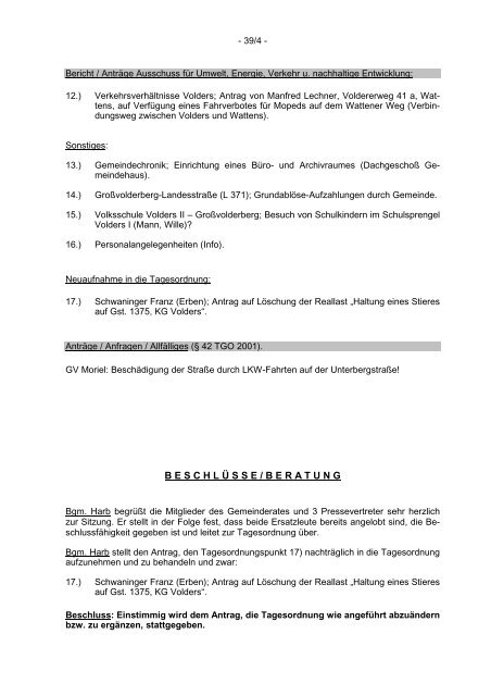 39. GR-Protokoll vom 12.07.2007 - .PDF - Gemeinde Volders