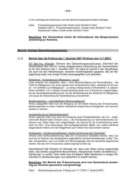 39. GR-Protokoll vom 12.07.2007 - .PDF - Gemeinde Volders