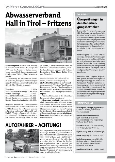 Volderer Gemeindeblatt - Gemeinde Volders - Land Tirol