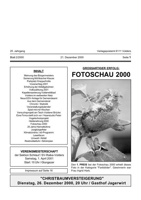 FOTOSCHAU 2000 - Gemeinde Volders - Land Tirol