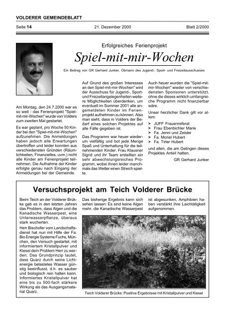 FOTOSCHAU 2000 - Gemeinde Volders - Land Tirol