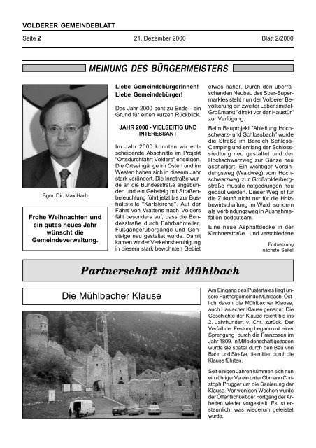 FOTOSCHAU 2000 - Gemeinde Volders - Land Tirol