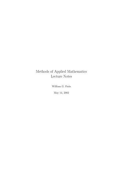 Methods of Applied Mathematics Lecture Notes