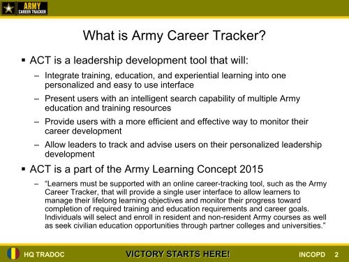 Army Career Tracker (ACT) CMF 88 - U.S. Army